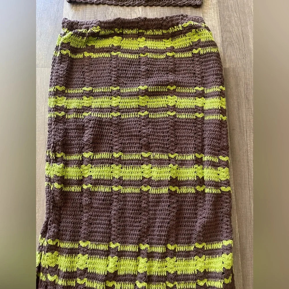 FREE PEOPLE Beach Cover up DONNI Sweater Set Crochet Skirt size small - Picture 8 of 11